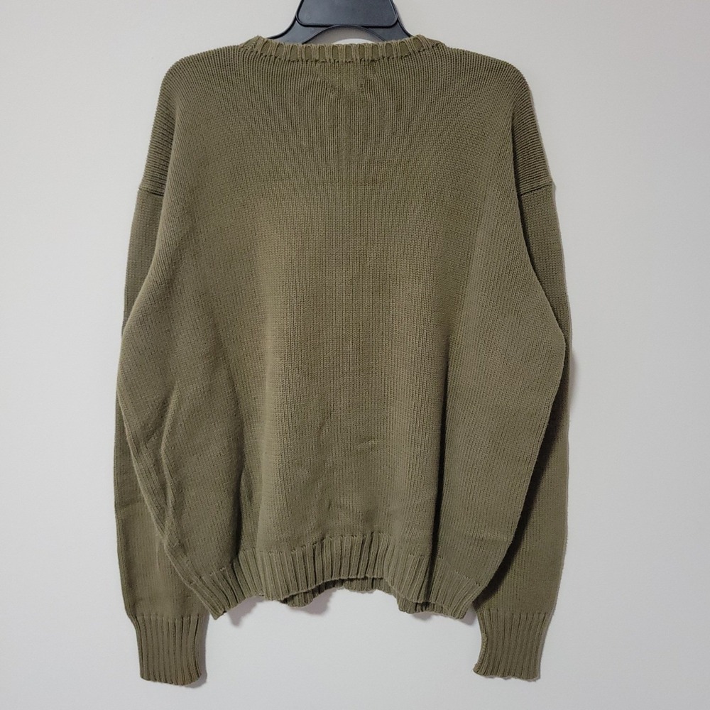 Vintage Polo Ralph Lauren Sweater Mens XL Olive Green Cotton Knit Crewneck Pony - Picture 6 of 6